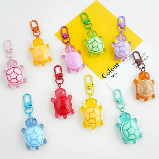 Cartoon 3D Turtle Keychain Candy Color Acrylic Animal Charms With Key Ring Kid Toys Student Diy Backpack Decoration Gifts