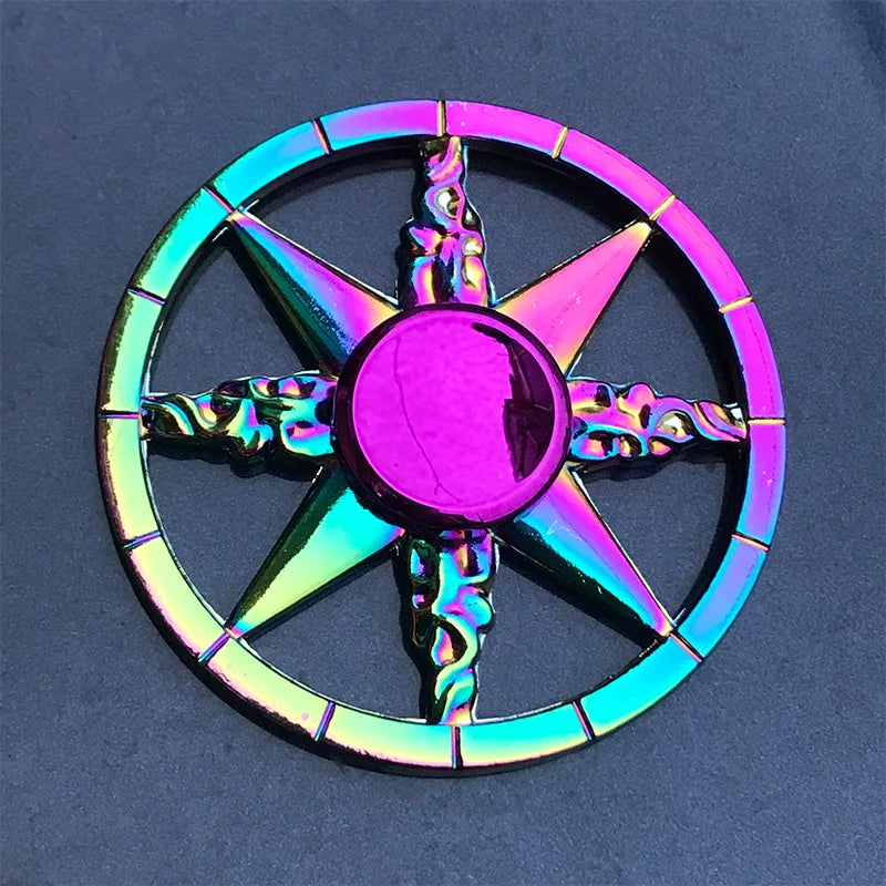 Rainbow Metal Fidget Spinner Toys Stainless Steel Bearing High Speed Stress Relief Spinner ADHD Anxiety Toys for Adult Kid