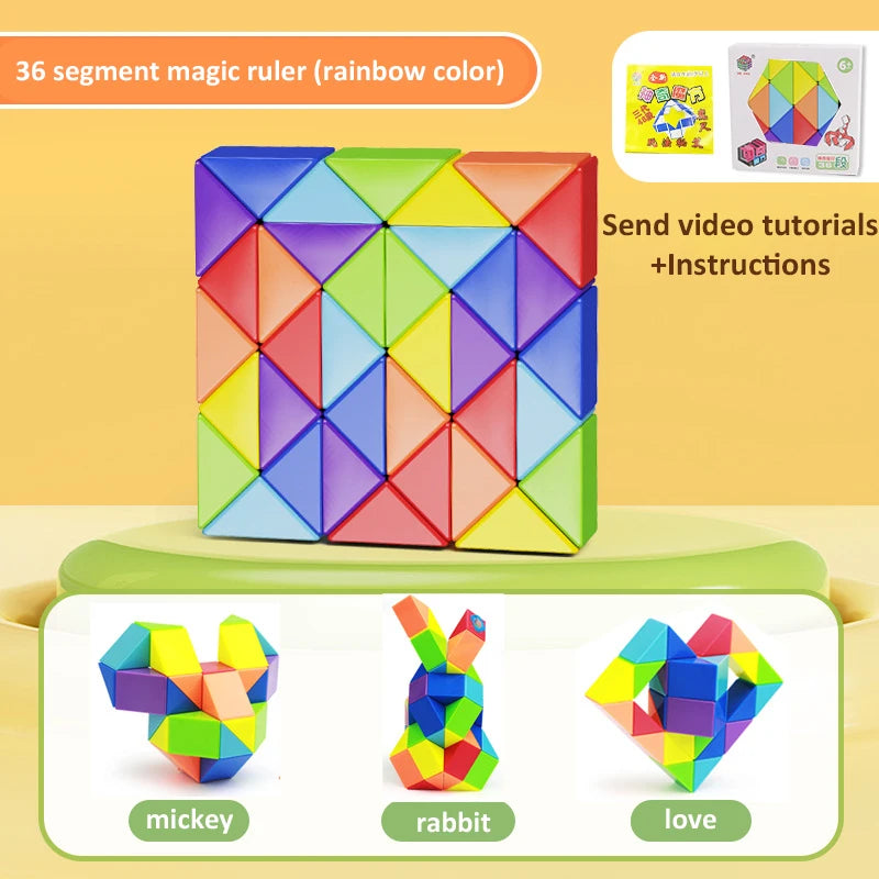 3D Puzzle Fidget Toys Transformable Cube Kid Education Toys Cubo Magico 24-72 Segments Magic Rule Snake Speed Cubes Toys for Kid