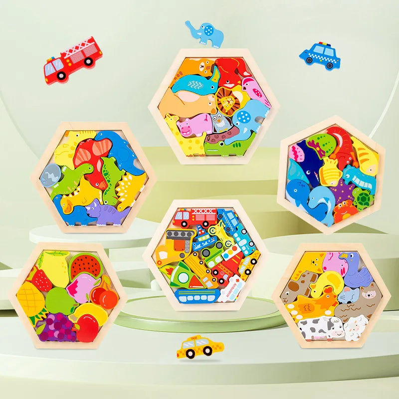 Baby toy Wooden jigsaw Puzzle Creative 3D Puzzle for Children's Intelligence Development Ealy Educational toy for Children