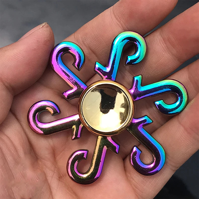 Rainbow Metal Fidget Spinner Toys Stainless Steel Bearing High Speed Stress Relief Spinner ADHD Anxiety Toys for Adult Kid