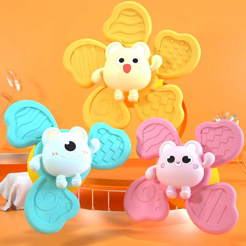 Baby Bath Toys Funny Bathing Sucker Spinner Suction Cup Cartoon Rattles Fidget Educational Toy Montessori Children Boy Girl Gift