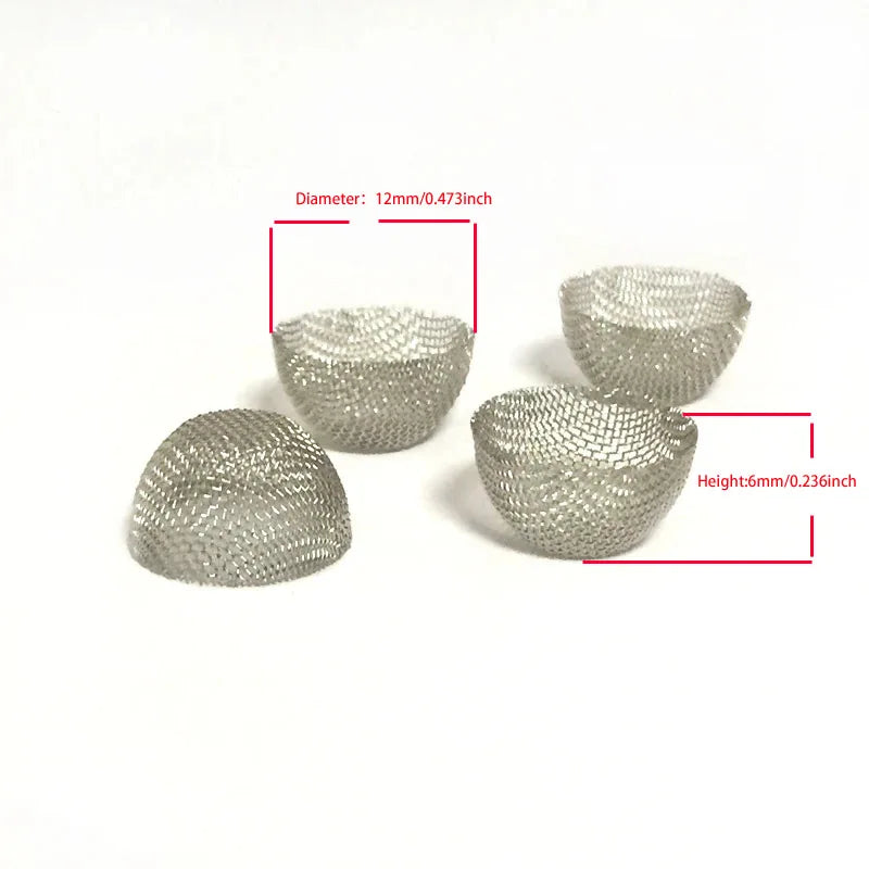 50pcs 60Mesh 12mm Diameter 8mm height 304 Stainless Steel Metal Filter Domed Bowl Silver Screens Smoking Pipe Filter Screen