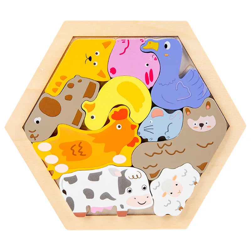 Baby toy Wooden jigsaw Puzzle Creative 3D Puzzle for Children's Intelligence Development Ealy Educational toy for Children