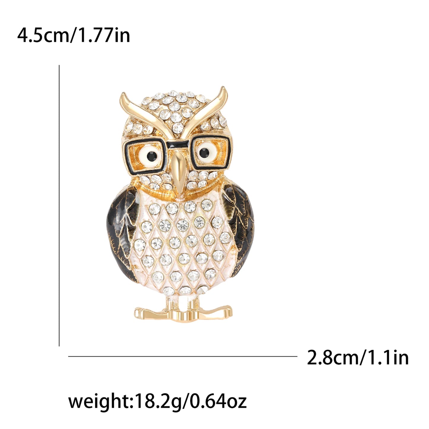 Rhinestone Cartoon Owl Brooch for Women Unisex Enamel Animal Pin Bird Lapel Pin Banquet Party Backpack Gifts Jewelry Accessories