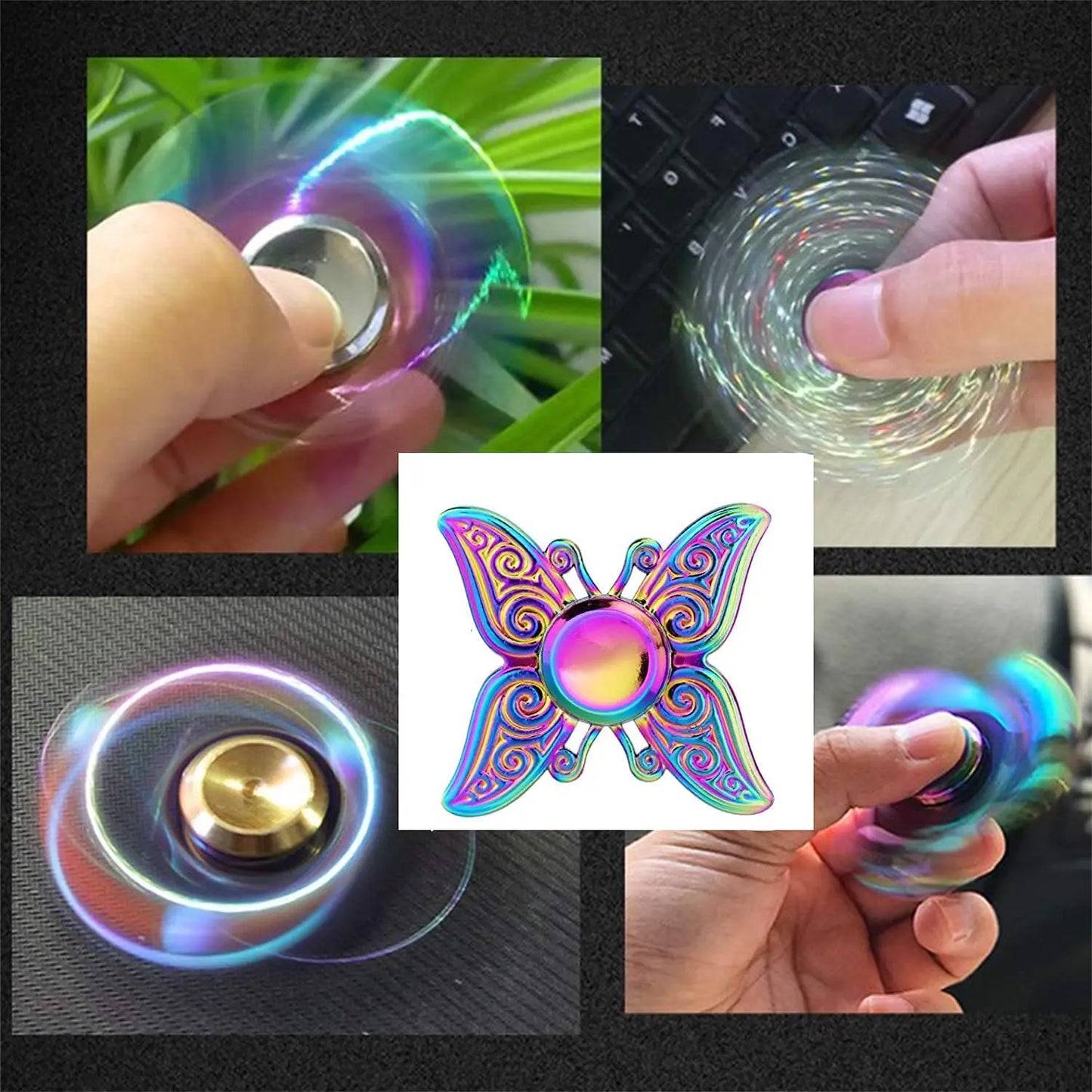 Rainbow Metal Fidget Spinner Toys Stainless Steel Bearing High Speed Stress Relief Spinner ADHD Anxiety Toys for Adult Kid