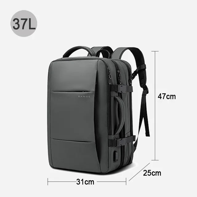 BANGE Travel Backpack Men Business Backpack School Expandable USB Bag Large Capacity 17.3 Laptop Waterproof Fashion Backpack