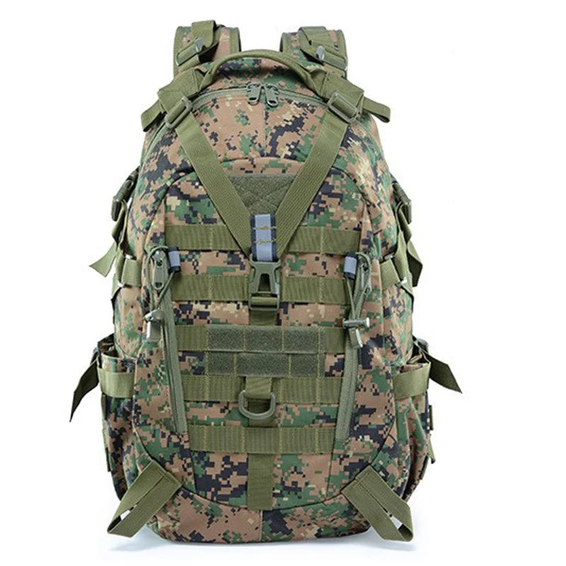 QT&QY 40L Tactical Backpack for Men Camping Hiking Backpacks Reflective Outdoor Travel Bags Survival Molle Climbing Rucksack Bag