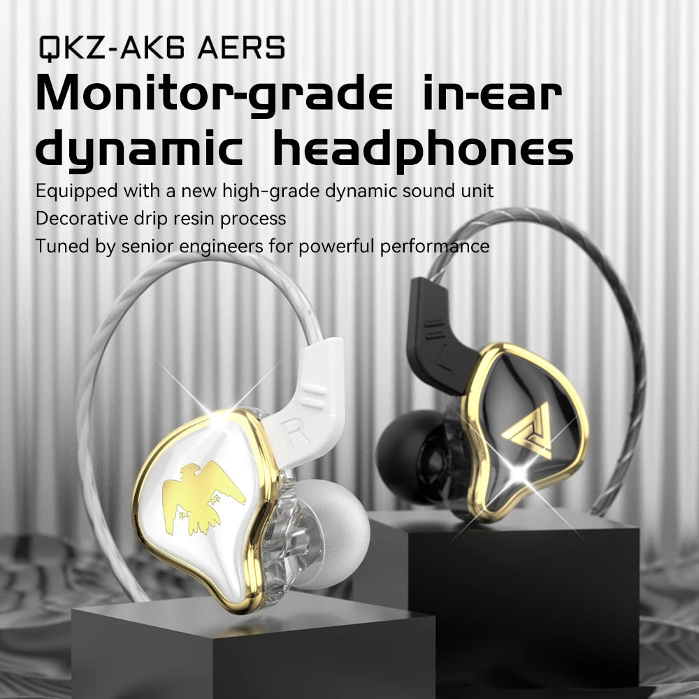 QKZ AK6 Ares EDX PRO 1DD Dynamic Earphones HIFI Music Sport Earbuds In Ear Earphones Sport Noise Cancelling Headset EDXPRO DQ6 Z