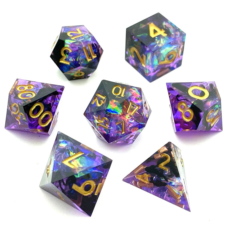 7PCS Sharp Resin Dices Set Multicolour Polyhedral Molds Multiplayers Digital Role Playing Board Table Game for Kids Adults