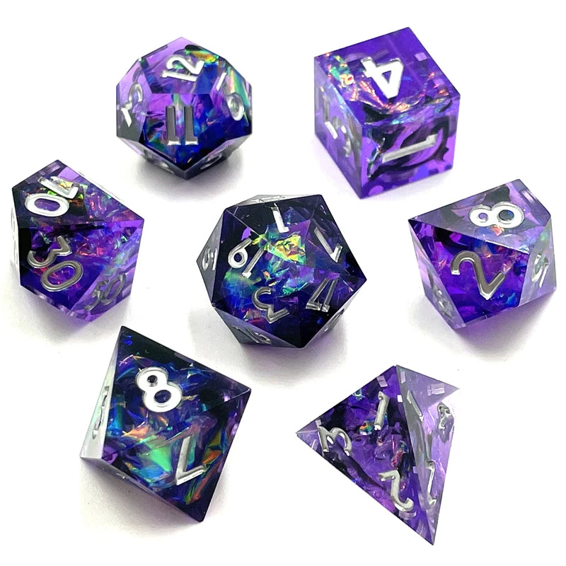 7PCS Sharp Resin Dices Set Multicolour Polyhedral Molds Multiplayers Digital Role Playing Board Table Game for Kids Adults