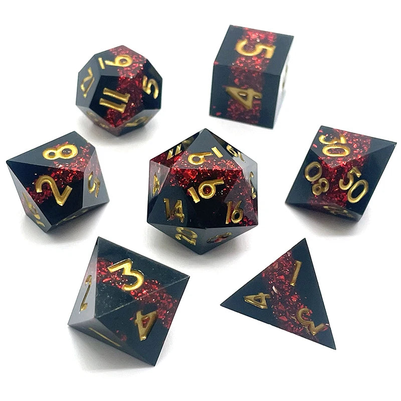 7PCS Sharp Resin Dices Set Multicolour Polyhedral Molds Multiplayers Digital Role Playing Board Table Game for Kids Adults