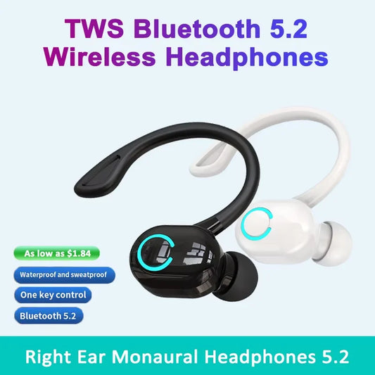 Bluetooth headset portable over-ear low latency noise cancelling monoaural sports business wireless headphones