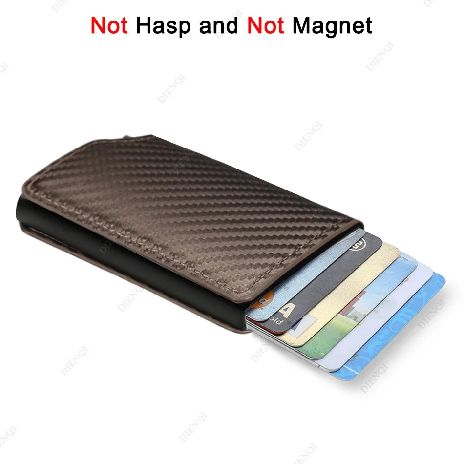 Rfid Aluminum Men Wallet Card Holders Purse Carbon Fiber Men Business Slim Thin Smart Wallet Credit Cardholder Case Note Holder