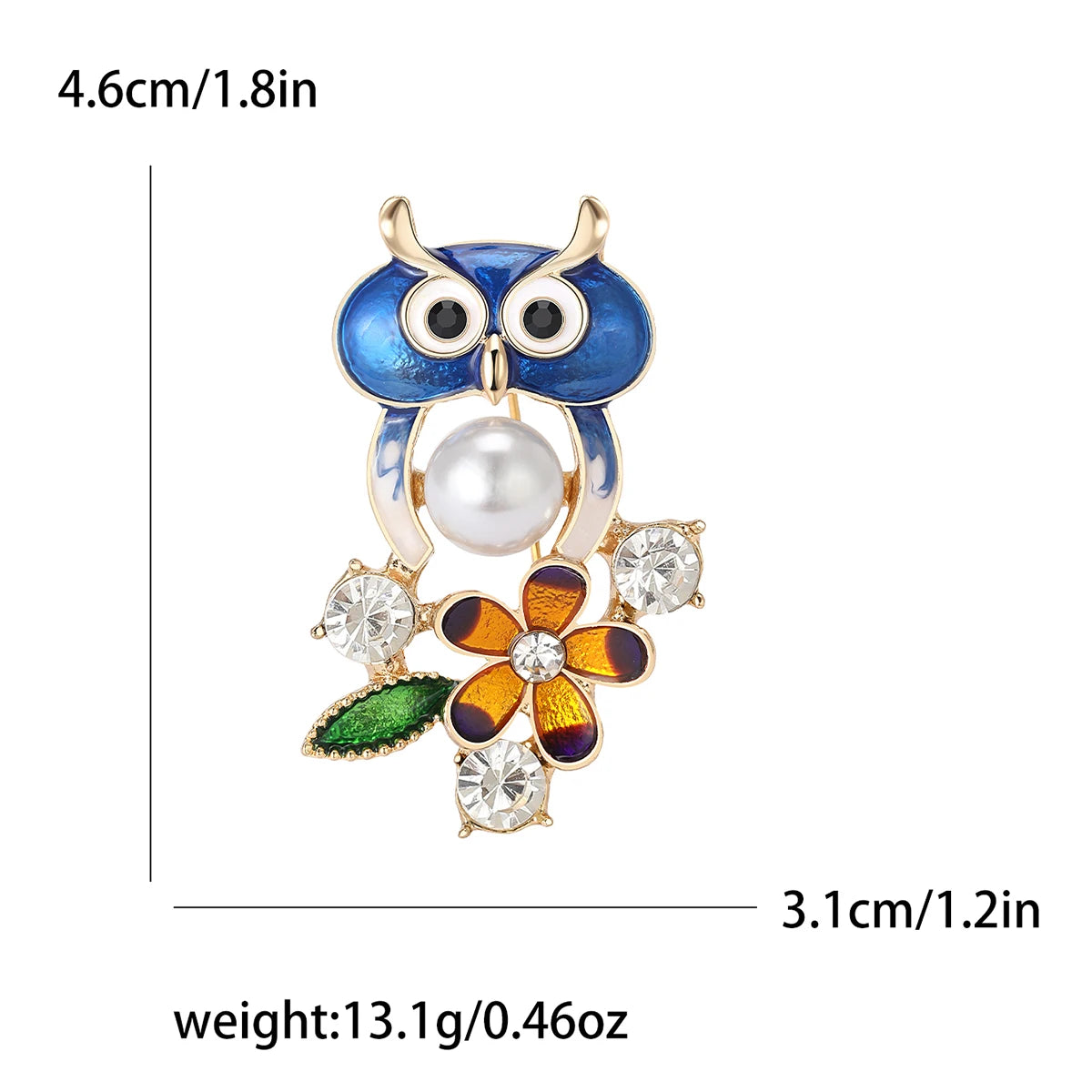 Rhinestone Cartoon Owl Brooch for Women Unisex Enamel Animal Pin Bird Lapel Pin Banquet Party Backpack Gifts Jewelry Accessories