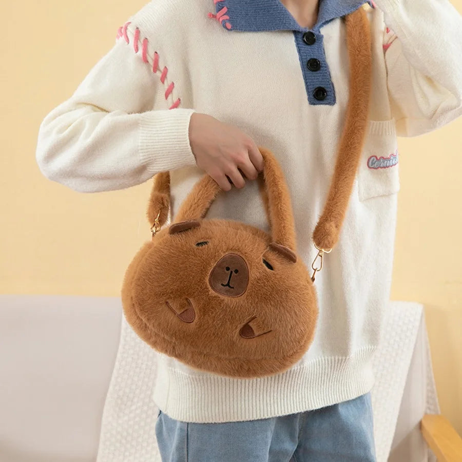 Capybara Plush Backpack Kawaii Fashion Plushie Doll Fur Bag Children's Bag Shoulder Bag Mini Knapsack Bags Gifts For Girlfriend