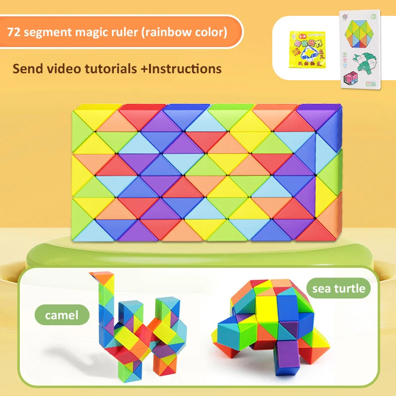 3D Puzzle Fidget Toys Transformable Cube Kid Education Toys Cubo Magico 24-72 Segments Magic Rule Snake Speed Cubes Toys for Kid