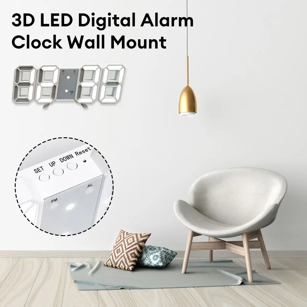 Smart 3D Mini Clock LED Digital Wall Clock Nordic Desk Clock Electronic Alarm Clock Living Room Wall Clock DIY Table Clock