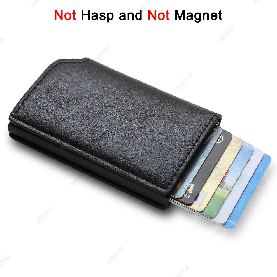 Rfid Aluminum Men Wallet Card Holders Purse Carbon Fiber Men Business Slim Thin Smart Wallet Credit Cardholder Case Note Holder