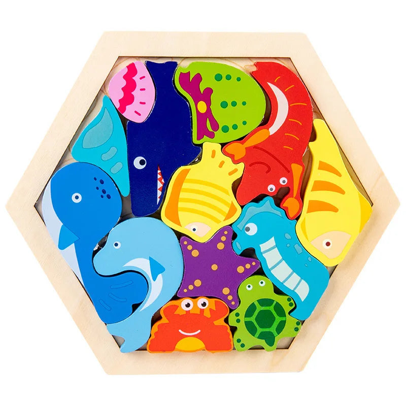 Baby toy Wooden jigsaw Puzzle Creative 3D Puzzle for Children's Intelligence Development Ealy Educational toy for Children