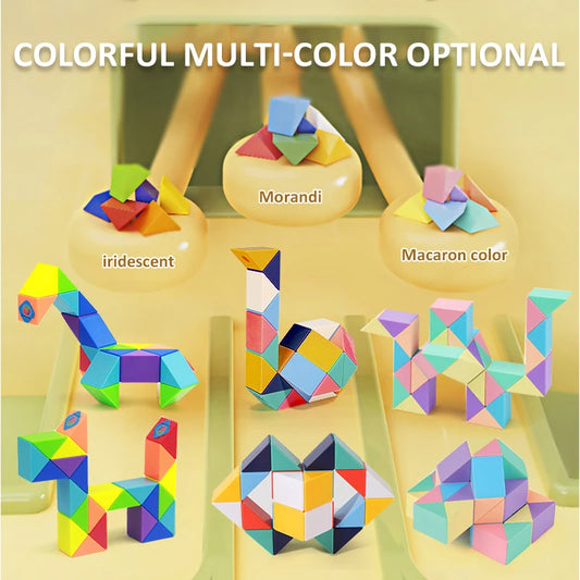 3D Puzzle Fidget Toys Transformable Cube Kid Education Toys Cubo Magico 24-72 Segments Magic Rule Snake Speed Cubes Toys for Kid