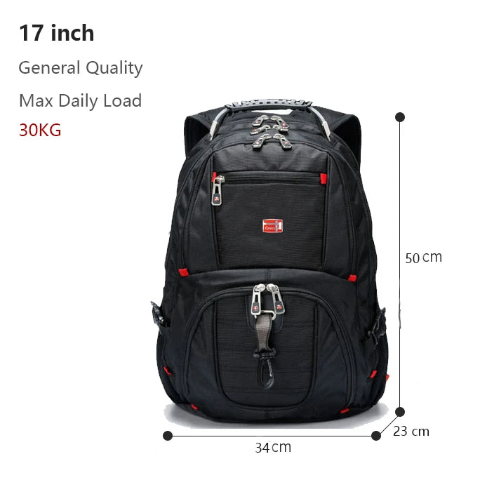 Swiss-Multifunctional bags Durable 17 Inch Laptop Backpack, Travel Bag,College Bookbag,USB Charging Port,Water Resistant