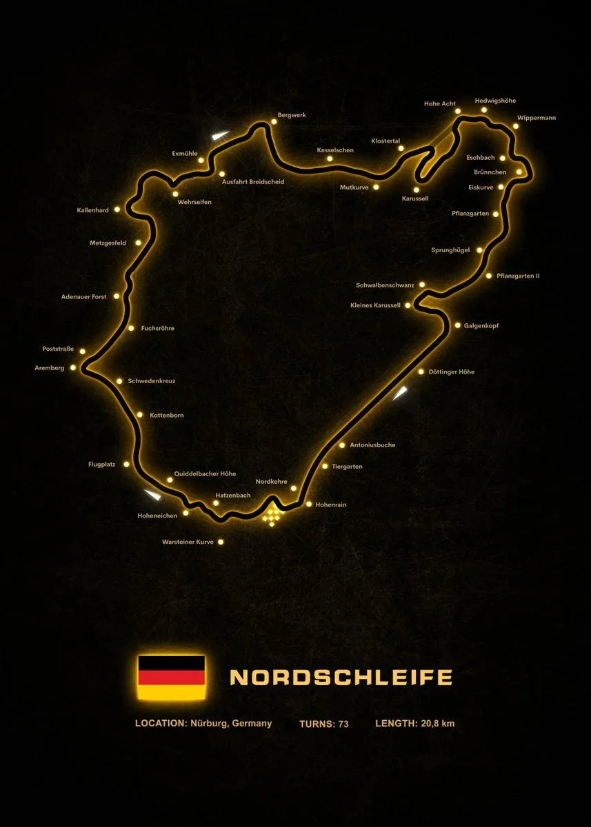 Racing Circuits Nurburgring Complete Poster Art Canvas Paintings and Print Wall Art Picture for Living Room Home Decoration