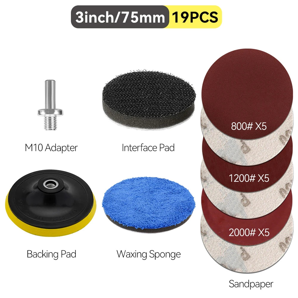 Auto Lights Restoration Kit Waxing Sponge Sandpaper Sanding Discs Interface Pad For Car Detailing Headlight  Wool Polishing Pad