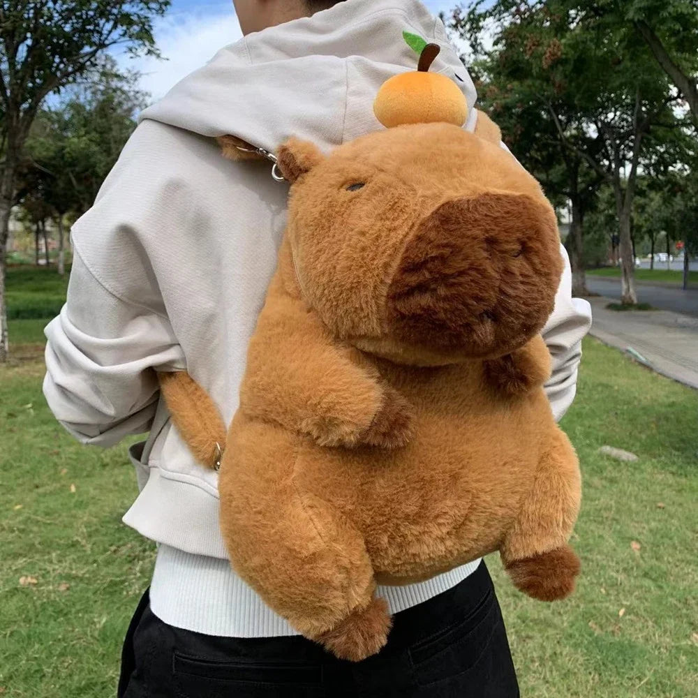 Capybara Plush Doll Capibara Backpack Kawaii Fashion Plushie Children's Schoolbag Fur Shoulder Bag Women Mini Knapsack Bags Gift