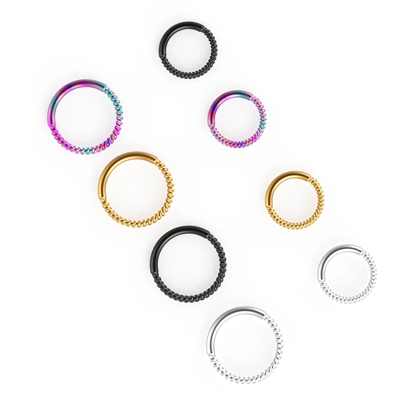 316LStainless Steel Hinged Segment Seamless Clicker Ring Nose Ring Hoop Septum Helix Earrings For Women Man Piercing Jewelry