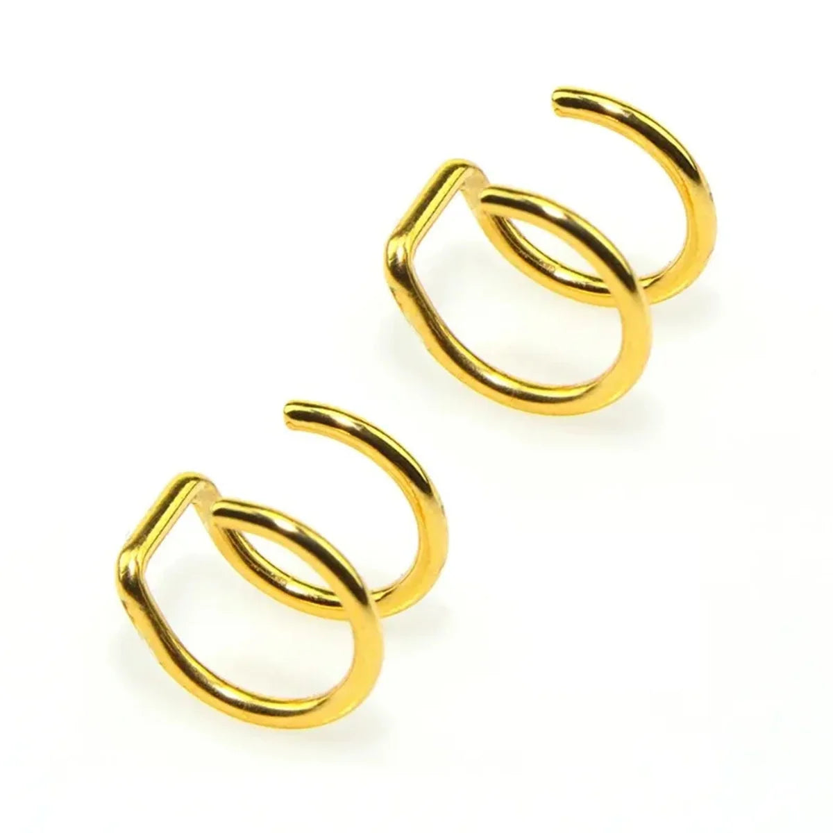 2pcs 316L Stainless Steel Fake Ear Piercing Jewelry for Women Men, Clip on Ear Cuffs Fake Lip Ring Non Piercing Labret Rings