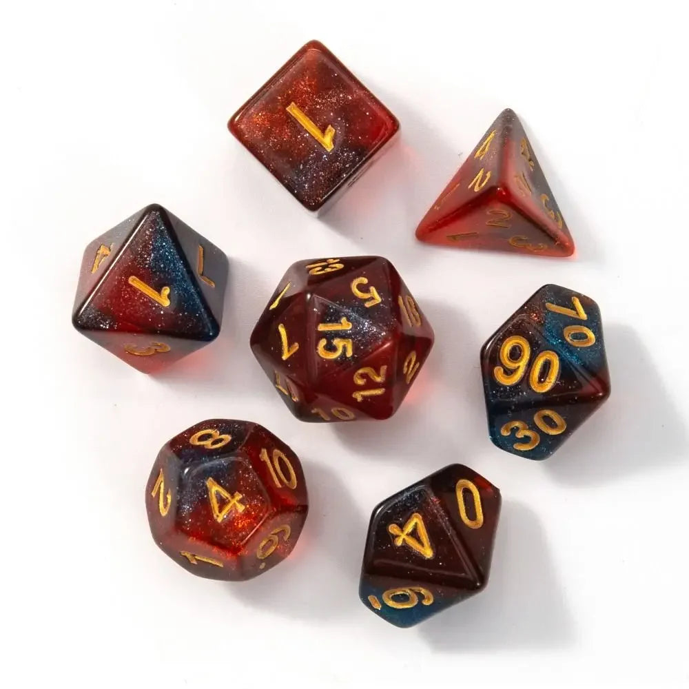 7pcs Polyhedral Dice Set  7-Dice Two-Tone Swirl-DND For DND D4 D6 D8 D10 D% D12 D20 Dice Games Family Party Board Games