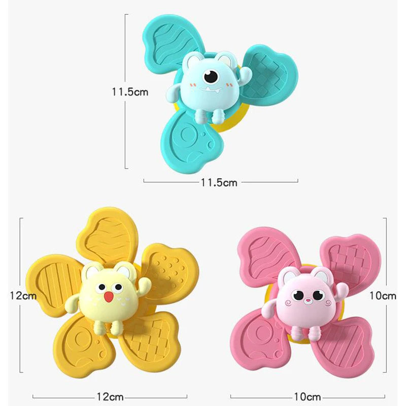 Baby Bath Toys Funny Bathing Sucker Spinner Suction Cup Cartoon Rattles Fidget Educational Toy Montessori Children Boy Girl Gift