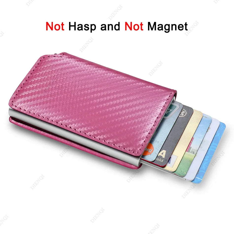 Rfid Aluminum Men Wallet Card Holders Purse Carbon Fiber Men Business Slim Thin Smart Wallet Credit Cardholder Case Note Holder