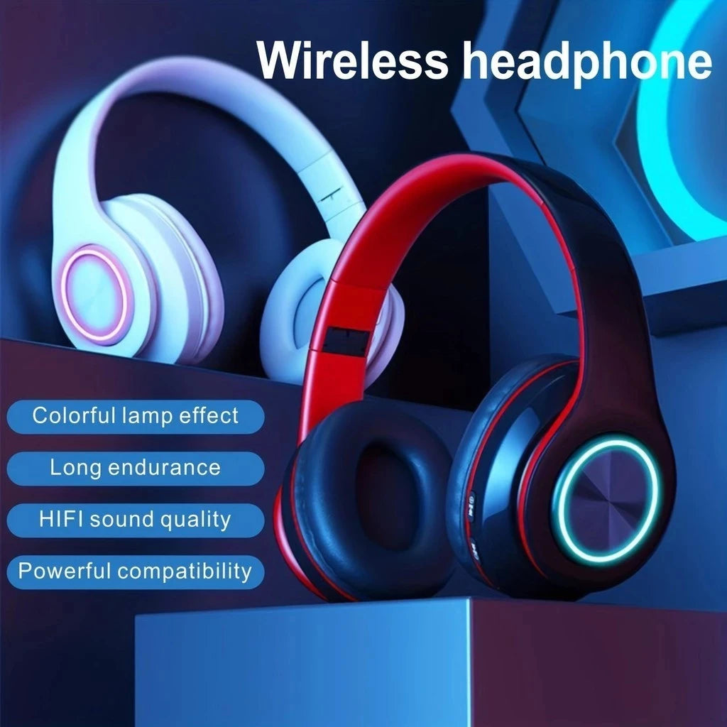 B39 Headphone With Wireless Bluetooth Colorful Light Pluggable Card Game Music Movement Bluetooth Headset for Phone