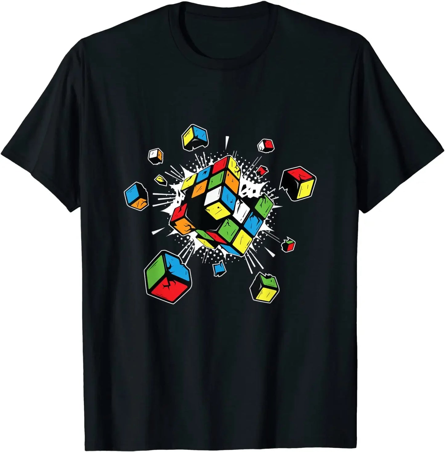 Unisex Casual Tops Summer Leisure Loose Tee Boy Girl Gift Exploding Rubix Rubiks Rubics Cube Present Gift for Kids TShirt