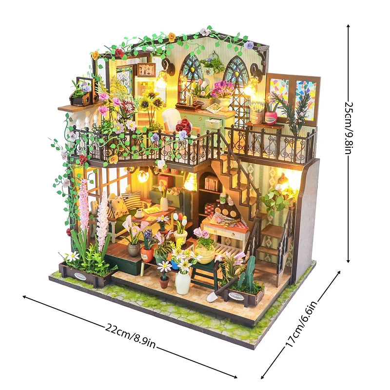 Wooden Miniature Doll House 3D Puzzle Assembly Building Model Kit Small Room Toys Home With Furniture Lighting Wooden Craft Gift