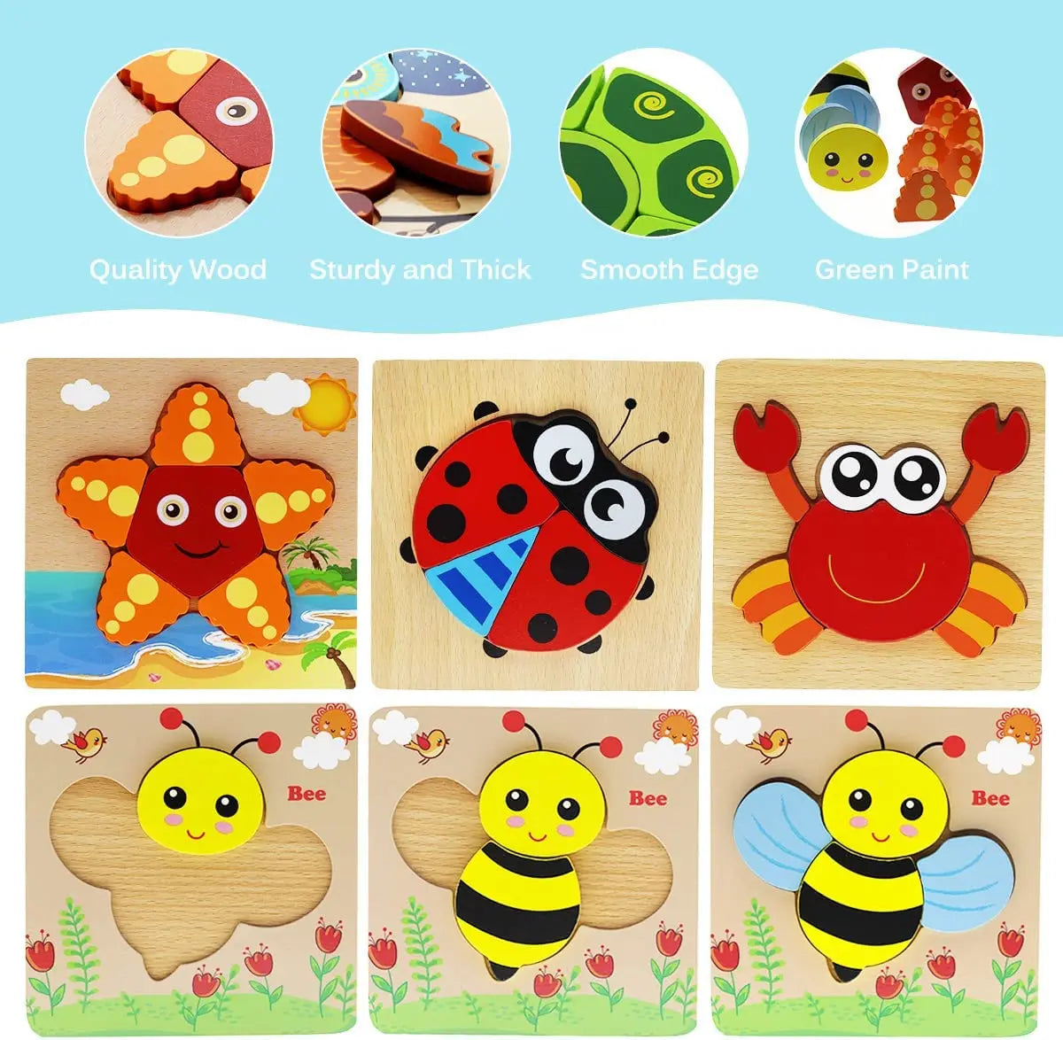 Wooden 3D Toys Puzzle Cartoon Animals Early Learning Cognition Intelligence Puzzle Game Colorful Montessori Toys Christmas Gifts