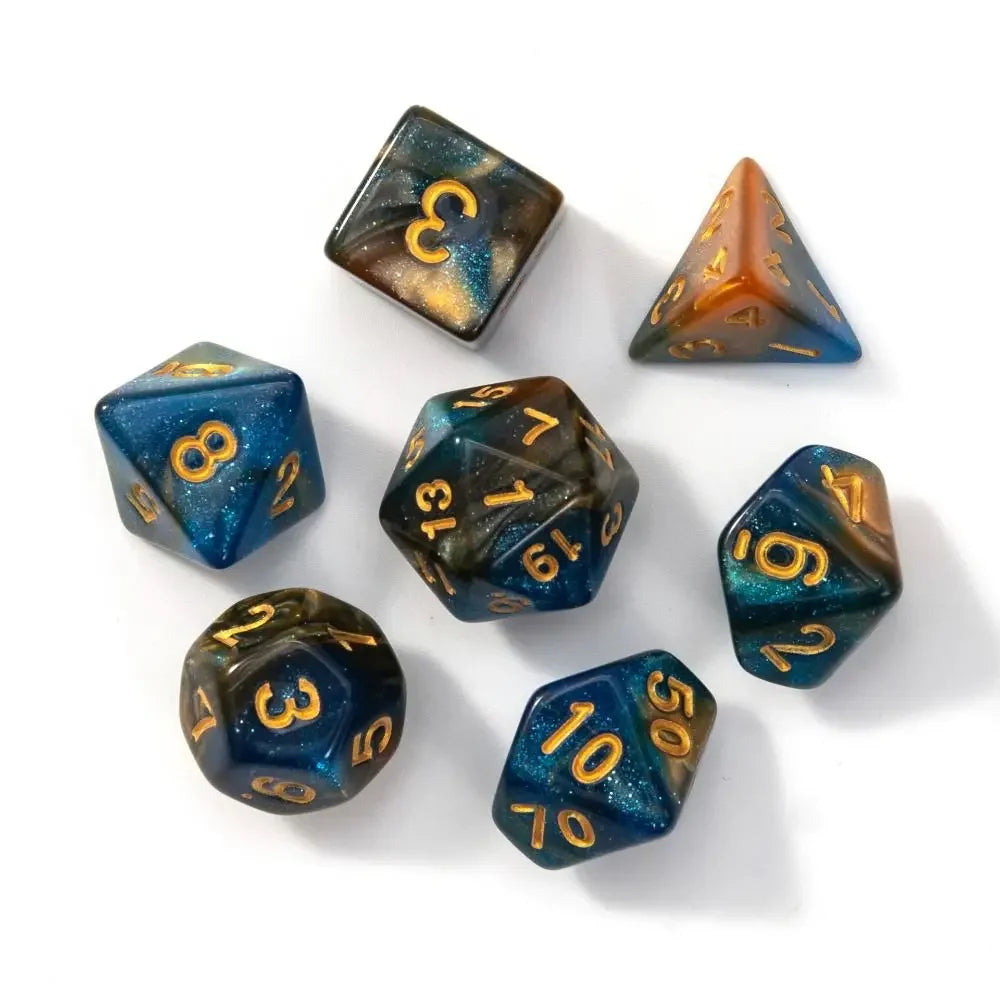 7pcs Polyhedral Dice Set  7-Dice Two-Tone Swirl-DND For DND D4 D6 D8 D10 D% D12 D20 Dice Games Family Party Board Games