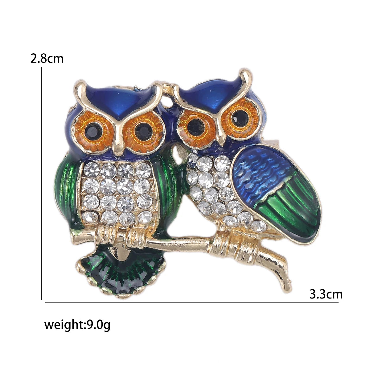 Rhinestone Cartoon Owl Brooch for Women Unisex Enamel Animal Pin Bird Lapel Pin Banquet Party Backpack Gifts Jewelry Accessories