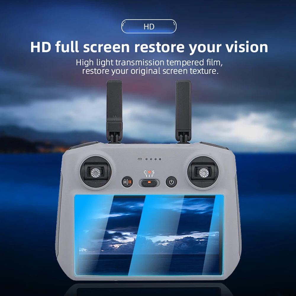 BRDRC 9H HD Tempered Glass Film for DJI Mini 4/Mavic 3 Pro/Air 3 Drone RC/RC 2 Remote Control With Screen Protective Cover Film