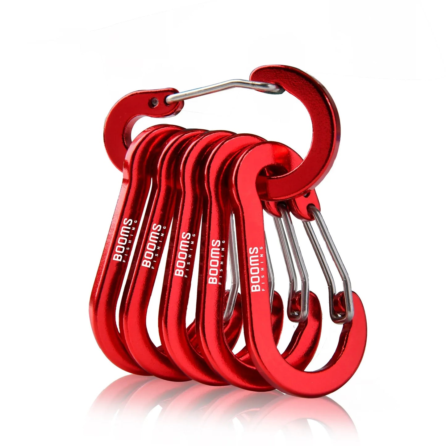 Booms Fishing CC1 6Pcs Aluminum Alloy Carabiner Keychain Outdoor Camping Climbing Snap Clip Lock Buckle Hook Fishing Accessories