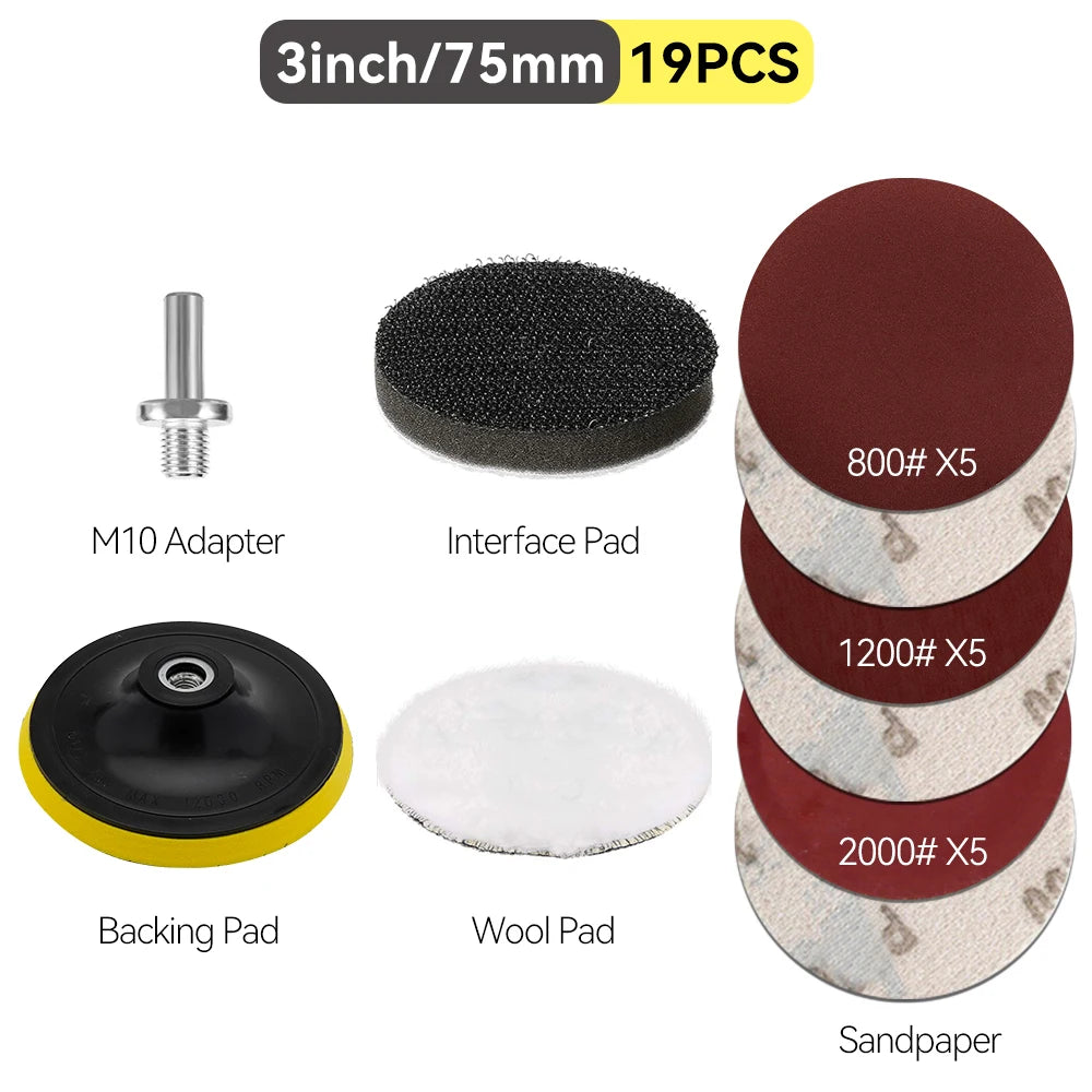 Auto Lights Restoration Kit Waxing Sponge Sandpaper Sanding Discs Interface Pad For Car Detailing Headlight  Wool Polishing Pad