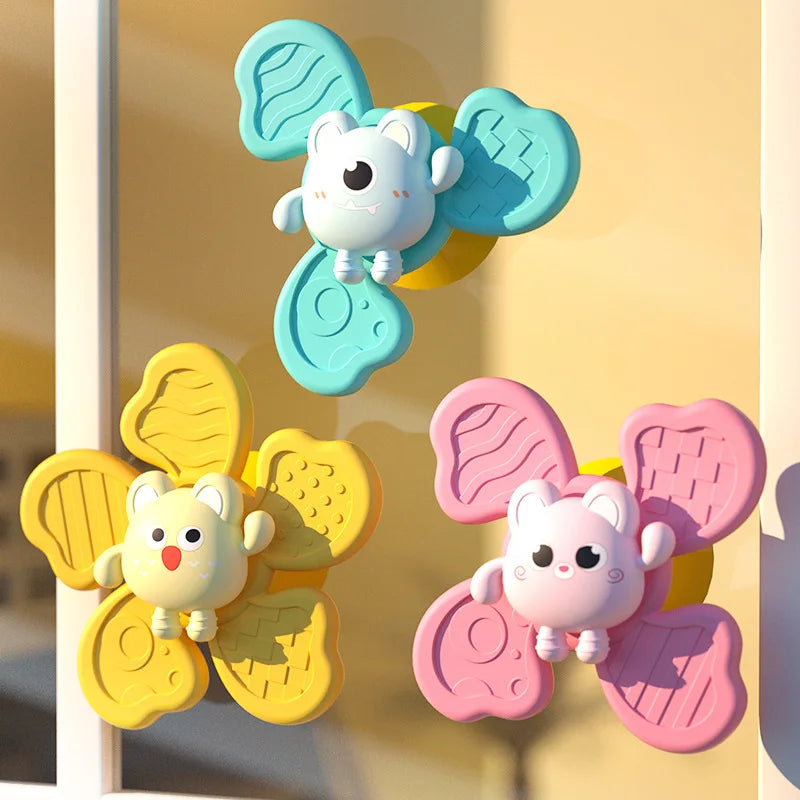 Baby Bath Toys Funny Bathing Sucker Spinner Suction Cup Cartoon Rattles Fidget Educational Toy Montessori Children Boy Girl Gift