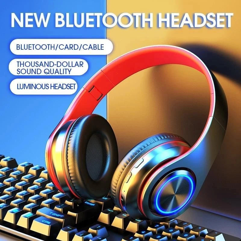 B39 Headphone With Wireless Bluetooth Colorful Light Pluggable Card Game Music Movement Bluetooth Headset for Phone