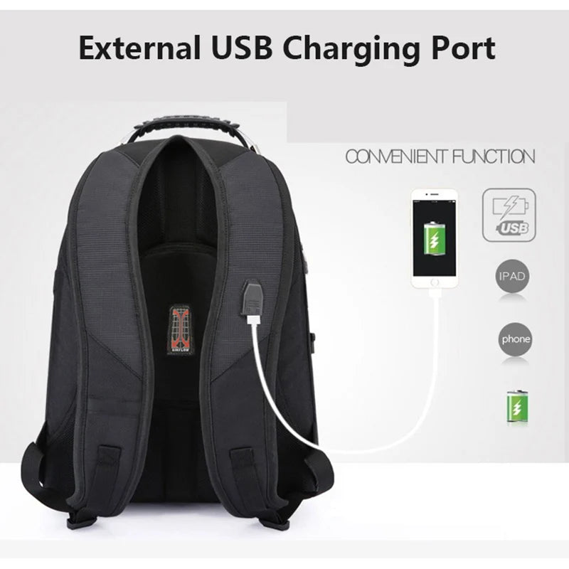 Swiss-Multifunctional bags Durable 17 Inch Laptop Backpack, Travel Bag,College Bookbag,USB Charging Port,Water Resistant