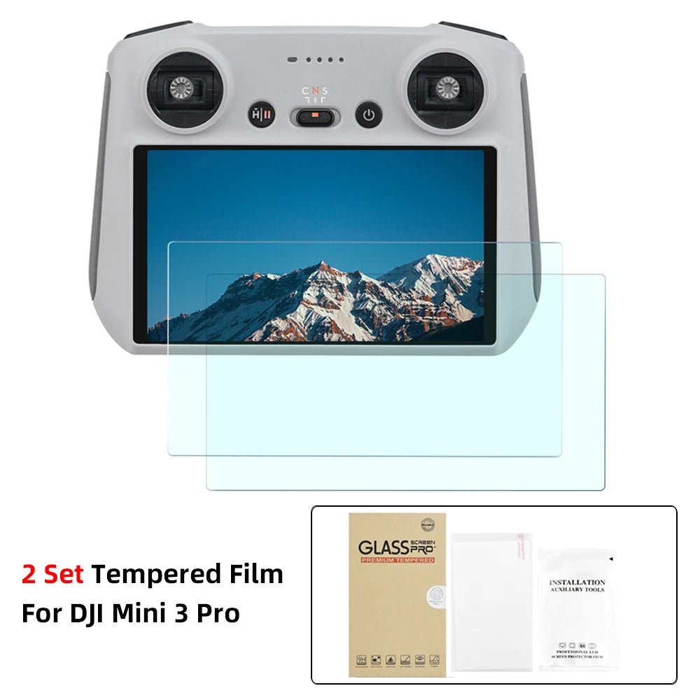 BRDRC 9H HD Tempered Glass Film for DJI Mini 4/Mavic 3 Pro/Air 3 Drone RC/RC 2 Remote Control With Screen Protective Cover Film