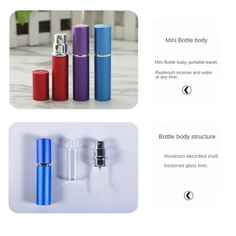 10ml Perfume Glass Bottle Refillable Perfume Bottling Atomizer Travel Aluminum Spray Atomizer Portable Mini Liquid Container