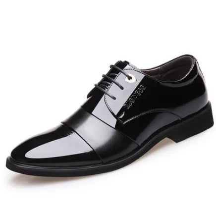 Casual Pointed Toe Trend British Lace Patent Fashion Mens Dress Shoes Men Breathable Bright Wedding Business Formal Shoe