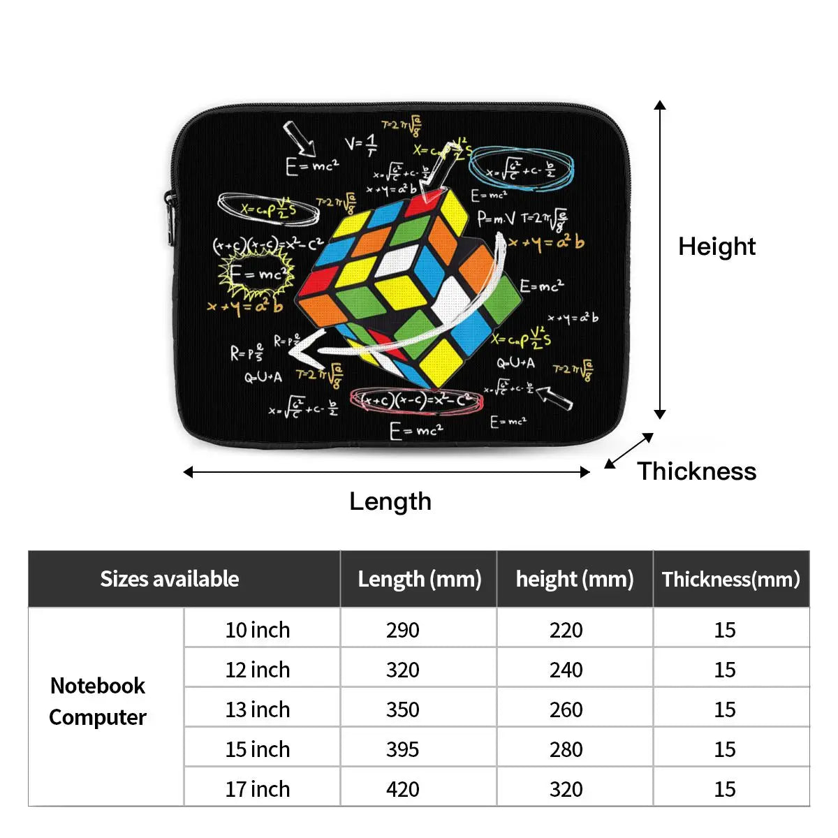 Shockproof Case Men Women Math Rubik Rubix Rubics Player Cube Laptop Sleeve Case Math Lovers Notebook Sleeve Cover Bag